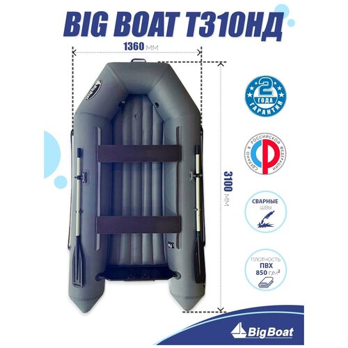 Надувная лодка для рыбалки ПВХ под мотор Big Boat Т310 НДНД