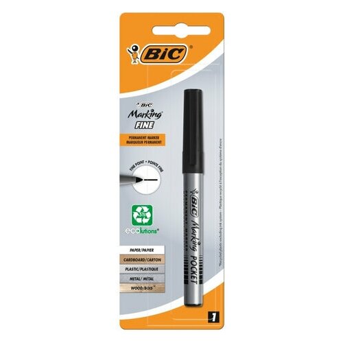 Маркер перманентный BIC Marking Fine ECOlutions, черный, 1,1 мм, блистер, 8755921, 2 штуки