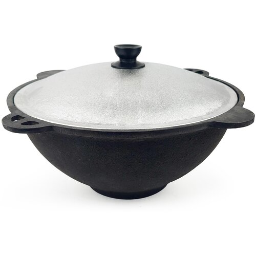 Казан чугунный узбекский Дом Реми с плоским дном с крышкой, 16 литров