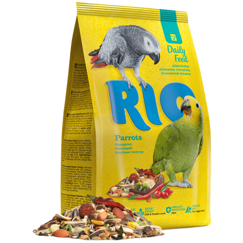 Корм для крупных попугаев Rio основной рацион 2 шт х 1 кг корм для крупных попугаев rio основной 1 кгх2упаковки