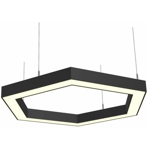 Светильник светодиодный потолочный подвесной шестиугольный, Рассвет, LED, черный, 3000К, 54 Вт, 530*610*50мм