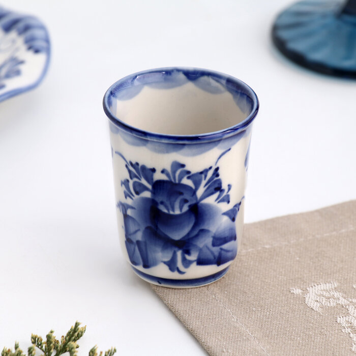 фото Рюмка "Цветы", 6,5 х 5,5 см, гжель