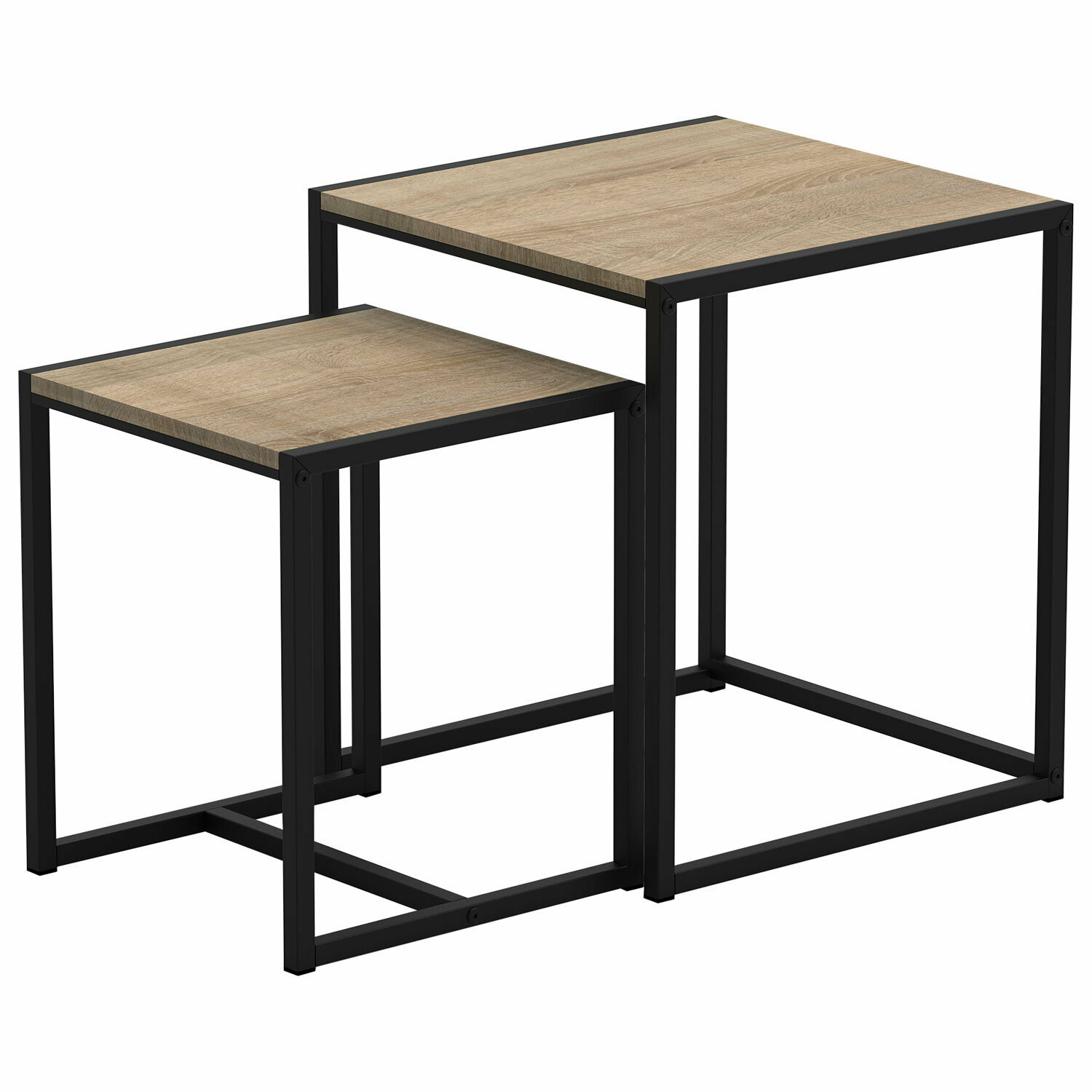 фото Стол журнальный "Терса", 490х490х560/390х390х460 мм, комплект 2шт, металл/ЛДСП дуб сонома