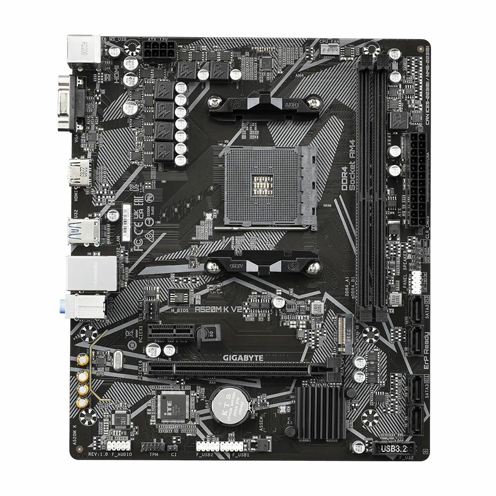 Материнская плата GIGABYTE A520M K V2, SocketAM4, AMD A520, mATX — фото 1