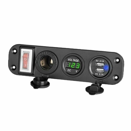 Разветвитель авто врезной Зеленый 2USB гнездо вольтметр TDS TS-CAU45 1600₽