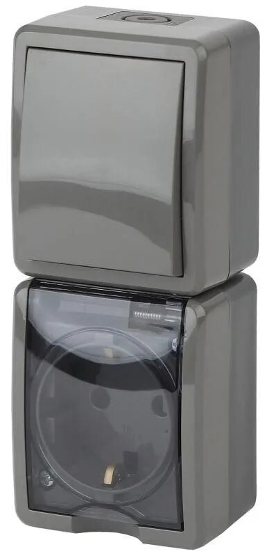 Блок 1кл + 1гн с З/К о/у серый вертикальный 16А IP54 11-7407-03 Эксперт ЭРА