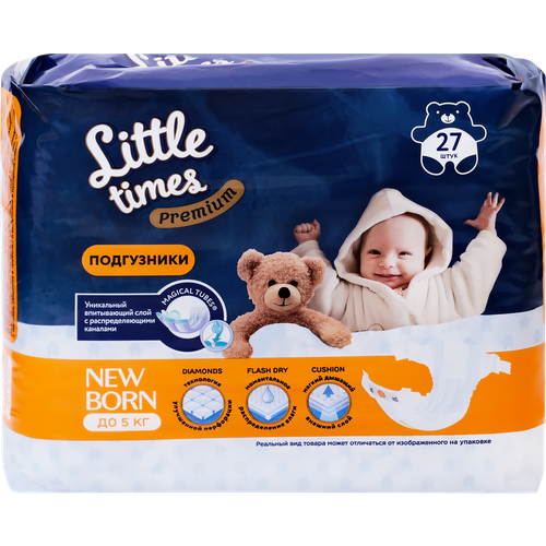 Подгузники детские LITTLE TIMES Premium New Born 05кг 27шт 657₽