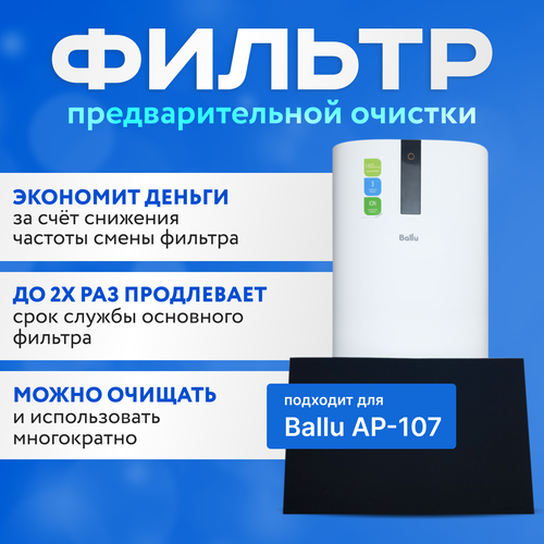 Фильтр для очистителя воздуха Ballu AP-107 предварительной очистки, многоразовый префильтр.