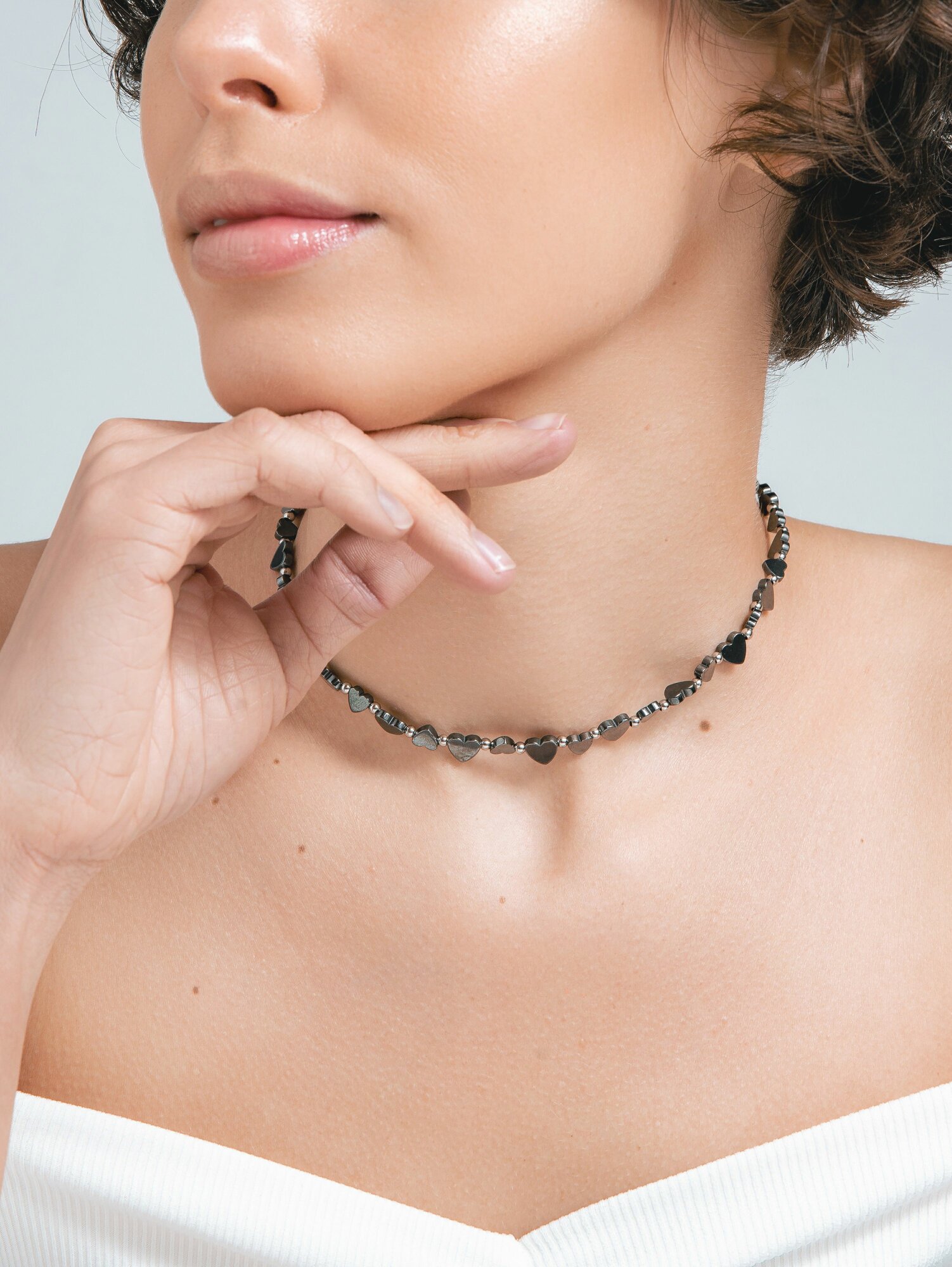 Чокер ДУША_BRAND, гематит, длина 35 см, черный — фото 1