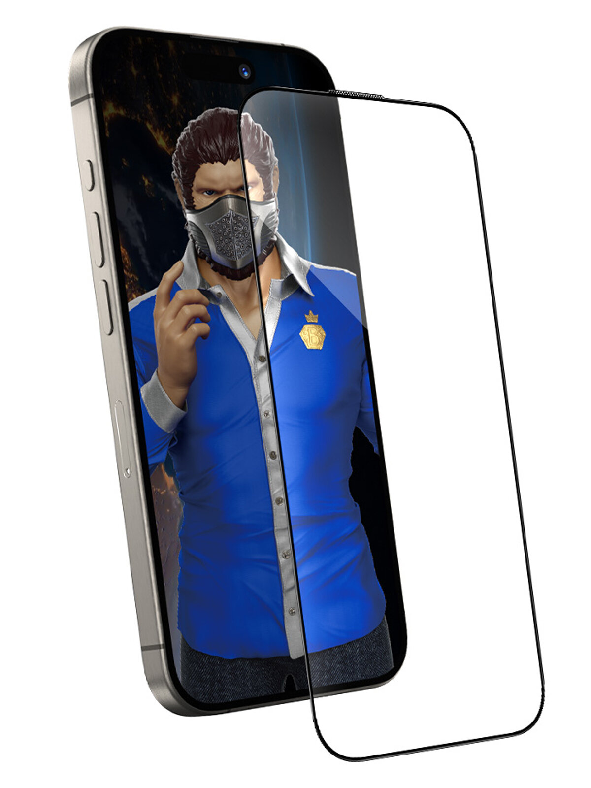 BlueO стекло для iPhone 16 Pro, Large arc Anti-Dust Anti-Static Black (защита динамика) +install — фото 1