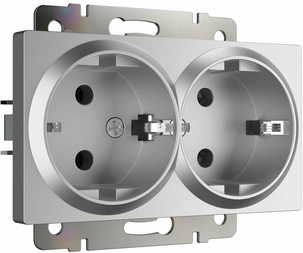 Розетка двойная с заземлением Werkel W1172006 серебряная a051525