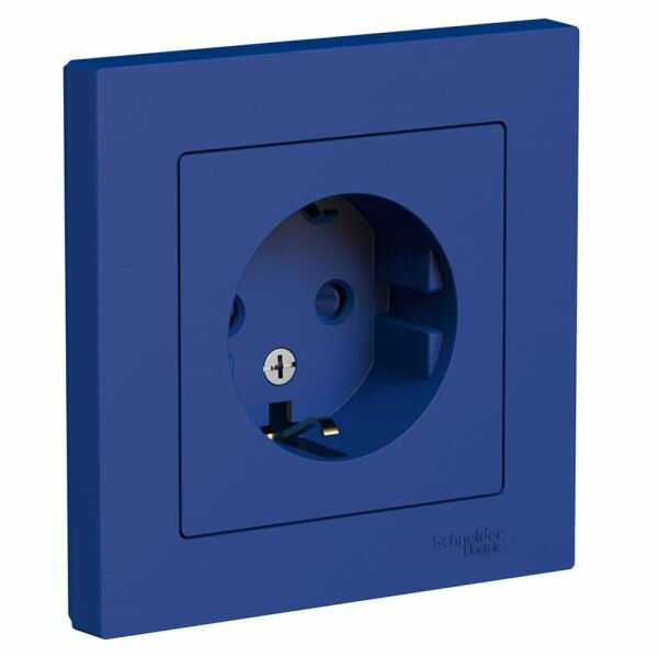 2 шт. Systeme Electric AtlasDesign Аквамарин, Розетка c заземлением со шторками, 16А, в сборе, ATN001144