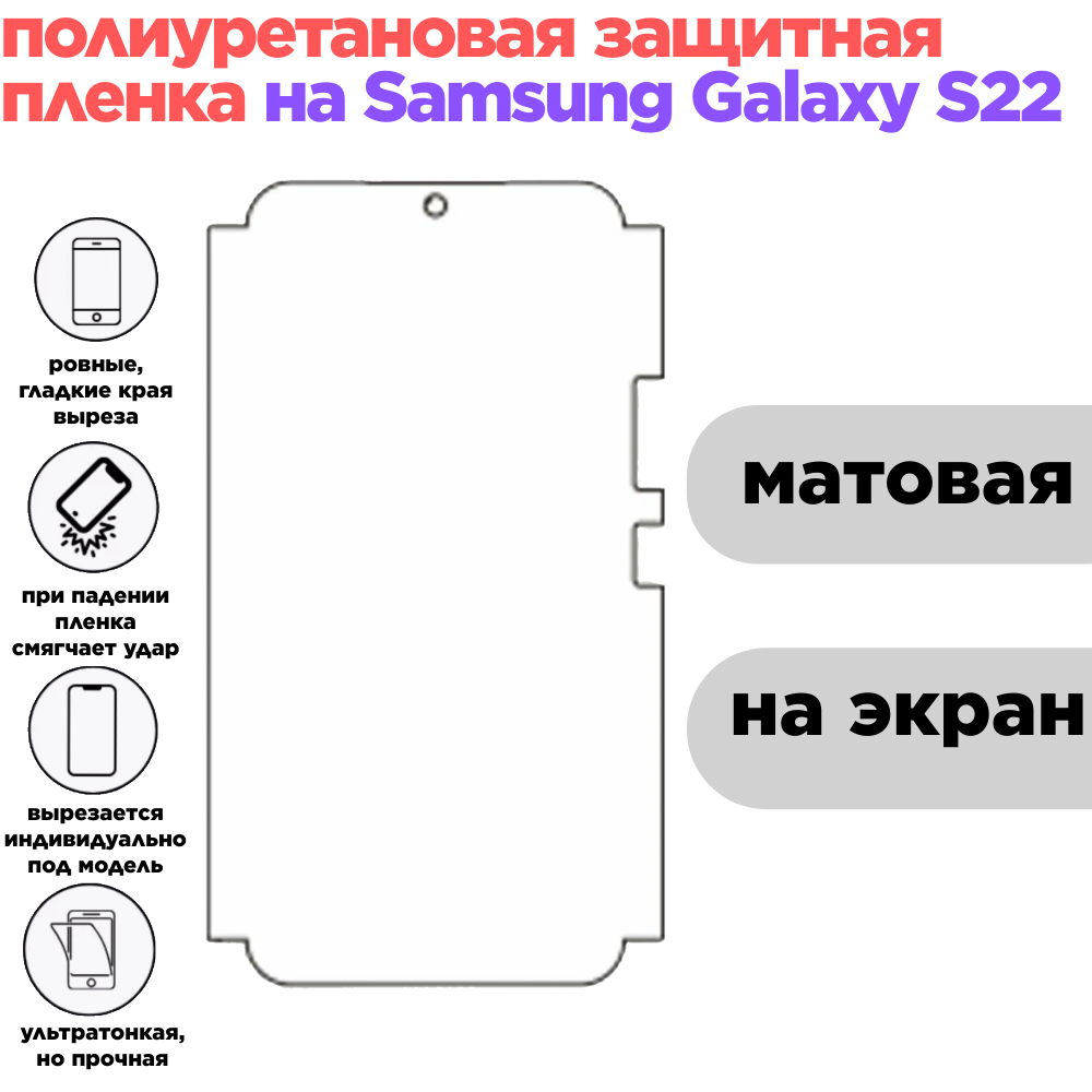 Гидрогелевая полиуретановая защитная пленка для Samsung Galaxy S22, матовая