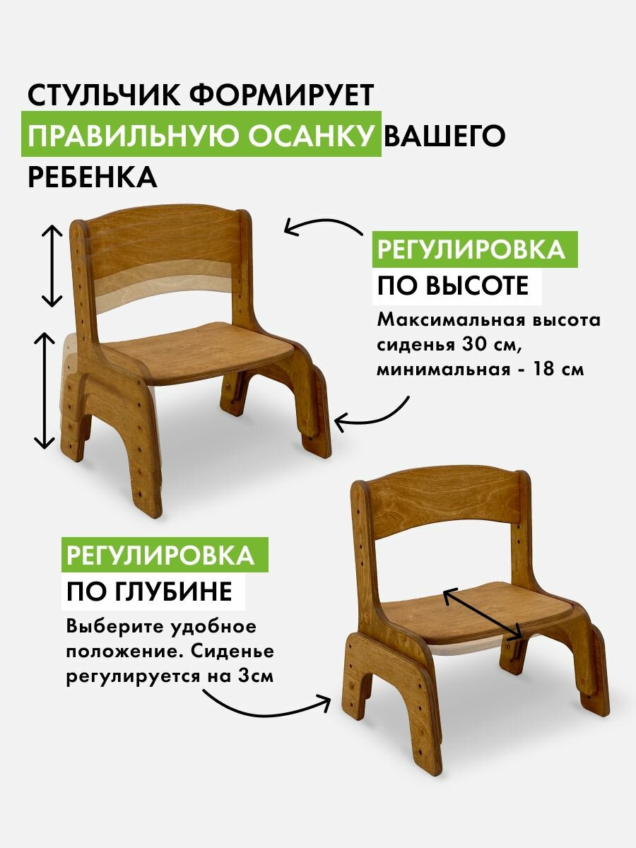 Детский стул Малышок движение-жизнь, для малышей, деревянный — фото 1