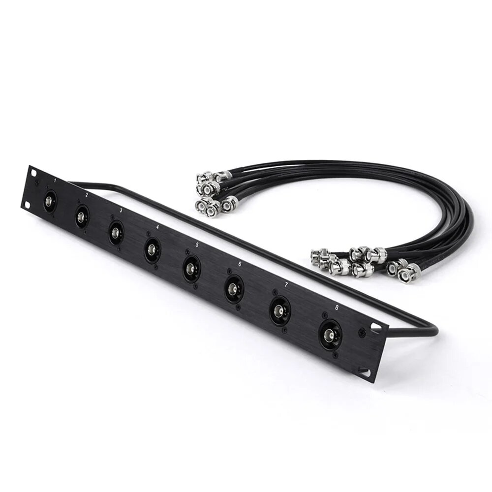 Патч-панель GuerGuo 8-портовая BNC 1U, BK-RG58 Cable-0.5M