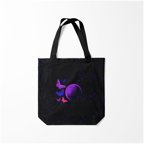 фото Сумка-шоппер / 40х40 см / популярные иллюстрации / астрономия космос бабочки в космосе burnettie