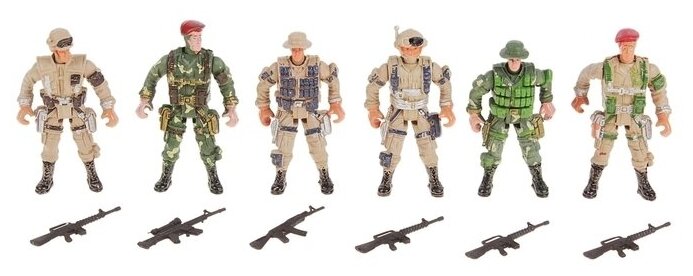 Солдатик "Спецназ", набор 6 шт подвижные фигурки игрушечных солдатиков с автоматами