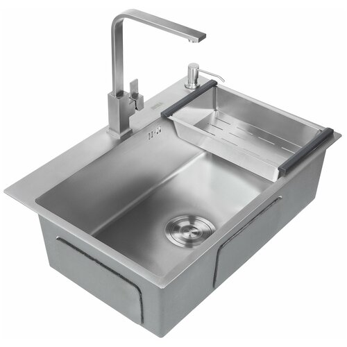 Кухонная мойка AVINA 6548 satin, из нержавеющей стали, толщина 3мм*1,5 мм. Дозатор, коландер, сифон в комплекте. Глубина мойки 220 мм.
