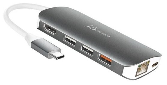 Мульти Хаб j5create USB-C Multi Adapter-HDMI Ethernet USB 31 PD 30 Memory Card Reader JCD383