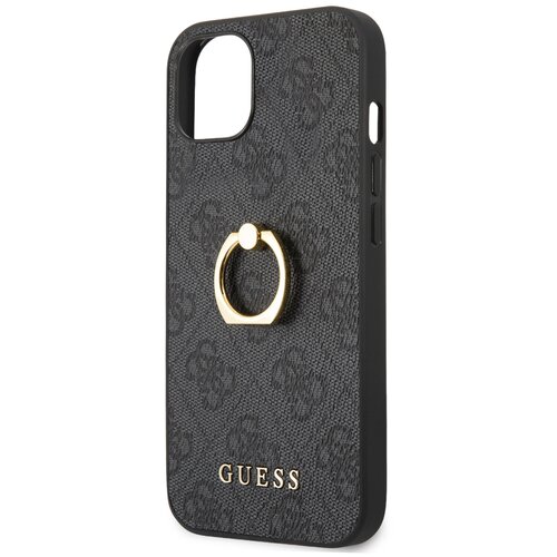 Guess для iPhone 13 чехол PU 4G + Ring Hard Grey