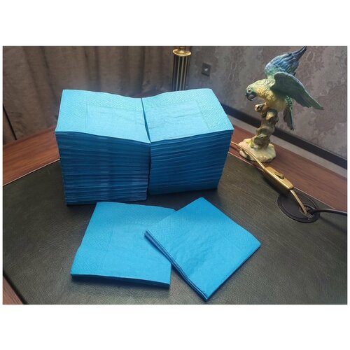 Салфетки двухслойные ZELPAPER 24х24 голубые (новый цвет!), бумажные, 250 шт, 100% целлюлоза