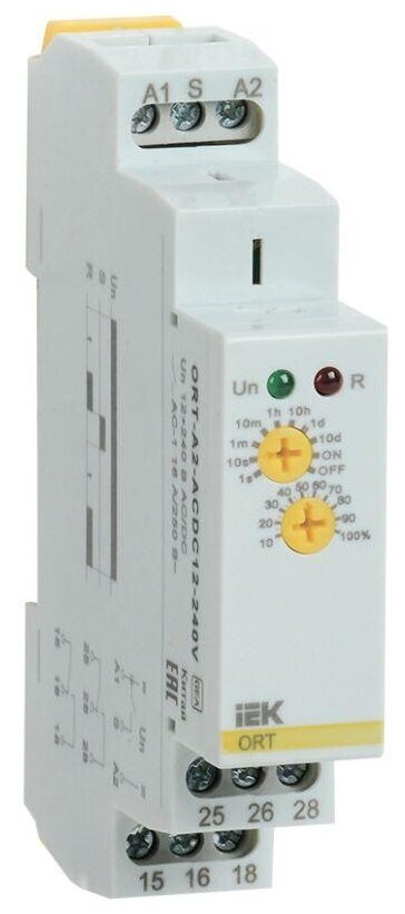 Реле задержки включения ORT 2 контакта 12-240В AC/DC, IEK ORT-A2-ACDC12-240V (1 шт.)