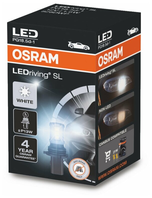 Лампа P13w 12v 16w Ledriving 1шт. Картон Osram арт. 828DWP