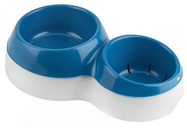 фото BAMA PET миска двойная для собак (1500-1200 мл) синяя 44*57*12 см