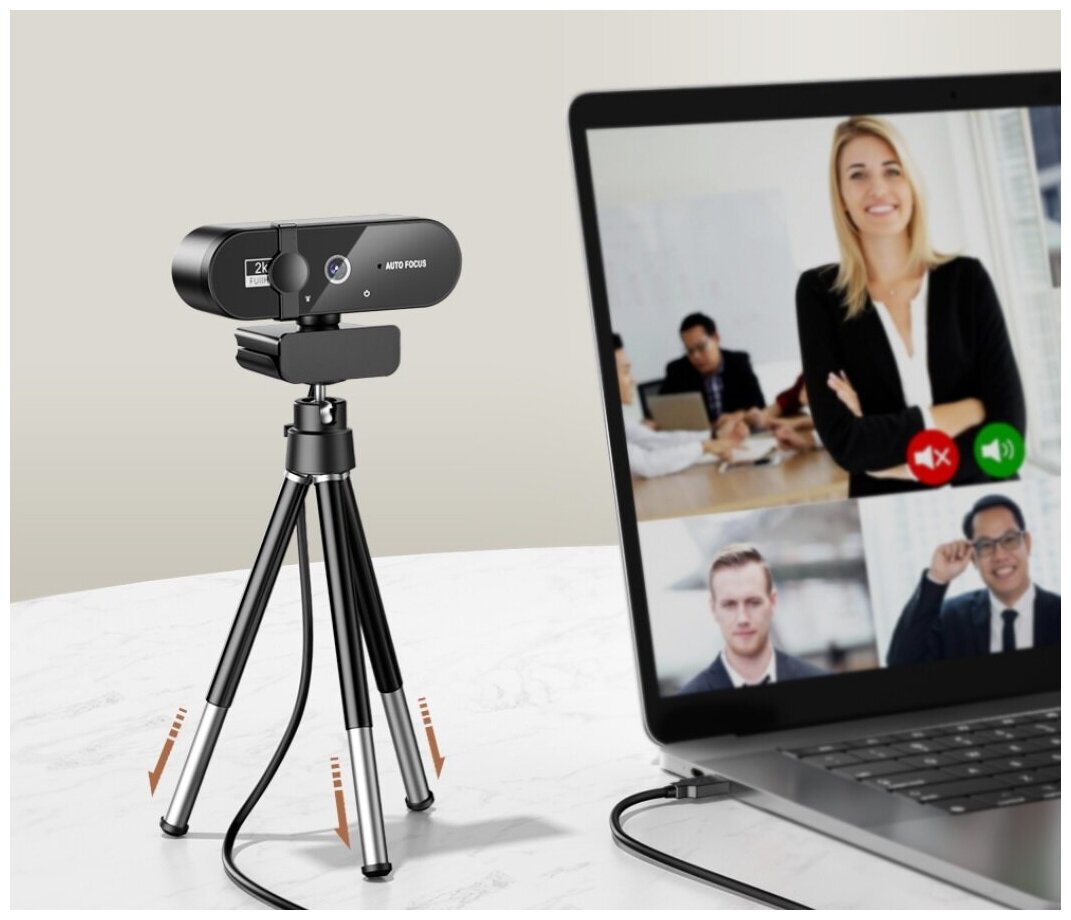 Веб-камера с микрофоном и автофокусом H-50 / 2048x1536(2k),1080P, Full HD/ для прямой трансляции видео вызова Конференции работы.