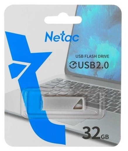 Флешка USB NETAC 16ГБ, USB2.0, серебристый [nt03n-016g-20pn] - фото №1