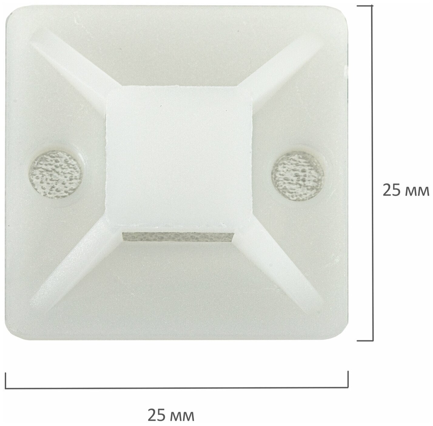 Площадка самоклеящаяся для крепления стяжки (хомута) 25х25 комплект 100 ук белая SONNEN 607926 В наборе: 1компл