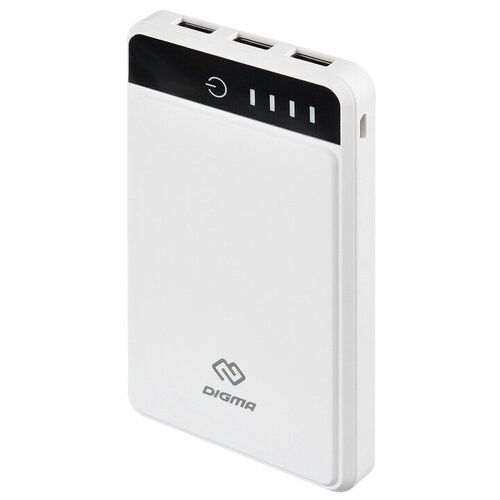 Мобильный аккумулятор DIGMA DG-10000-3U-WT Li-Pol 10000mAh 3A белый 3xUSB 107800₽