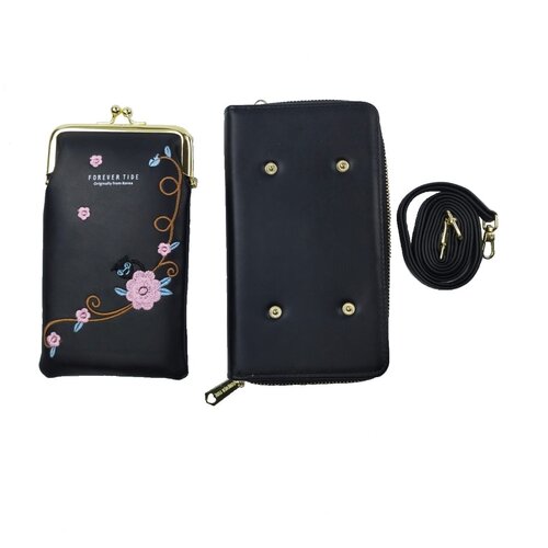 Женская сумка кожаная-планшет-кошелек черная