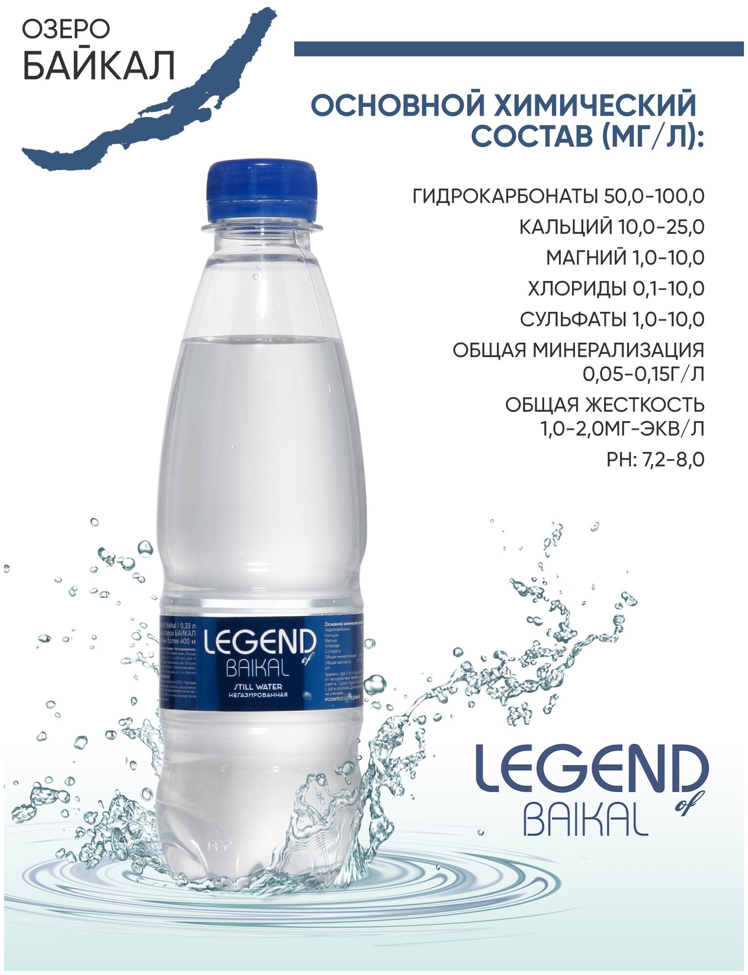 Вода питьевая Legend of Baikal глубинная негазированная, пластик, 0.33 л - фотография № 2