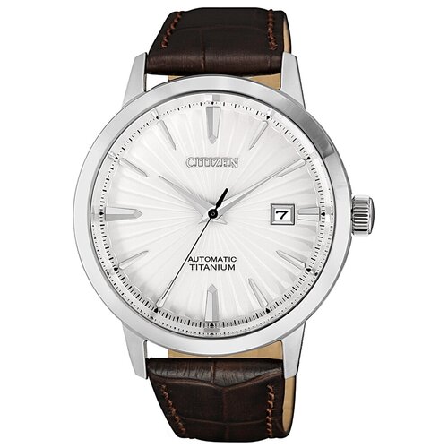наручные часы citizen automatic коричневый белый Наручные часы CITIZEN Automatic, серебряный, белый