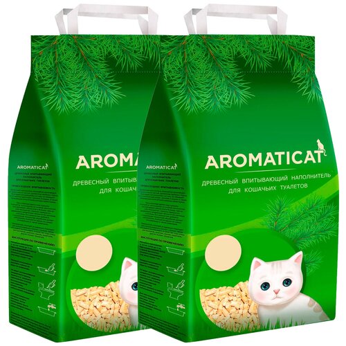 AROMATICAT наполнитель древесный впитывающий для туалета кошек (25 + 25 л) наполнитель для кошек яшка древесный впитывающий 49 л 14кг