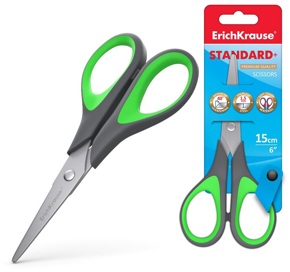 Ножницы 15см ErichKrause "Standard+" микс 35098 1037332
