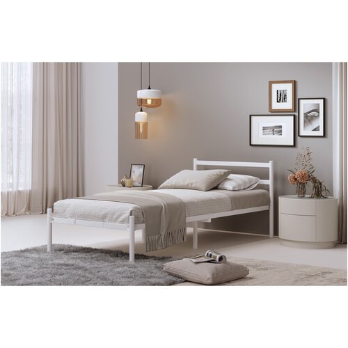 Кровать разборная металлическая Мета 04.000.9005-01 (900*2000мм), белая