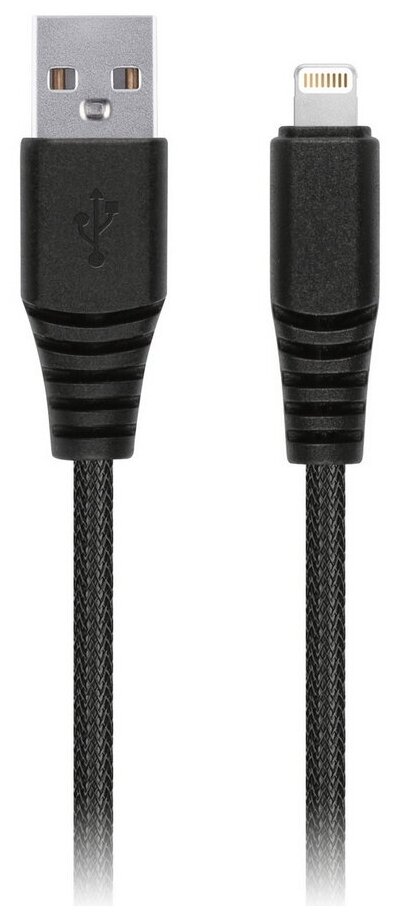 Дата-кабель SmartBuy USB - 8-pin для Apple, "карбон", экстрапрочн, 2.0 м, до 2А, черный