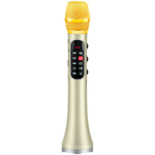 Караоке микрофон L-1098DSP 30W, беспроводной, Bluetooth,микрофон-колонка, для вокала, караоке, презентаций, золотой