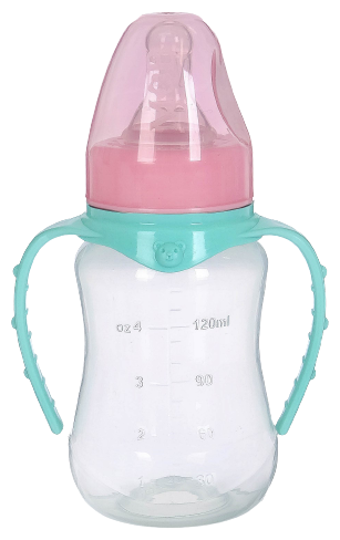 Бутылочка для кормления детская приталенная, с ручками "Mum&Baby", 150 мл, от 0 мес., цвет бирюзовый,