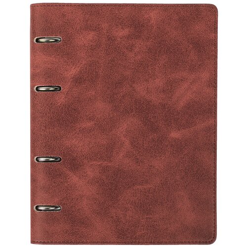 Тетрадь на кольцах А5 (180×220 мм), 120 листов, под кожу, клетка, BRAUBERG «Main», коричневый, 401710