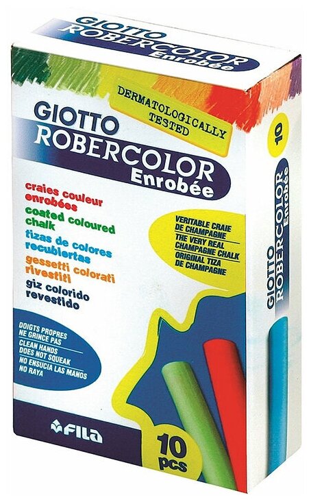 Набор мела цветного кальциевого Giotto Robercolor Enrobee, круглый, 10 мм, 10 цветов