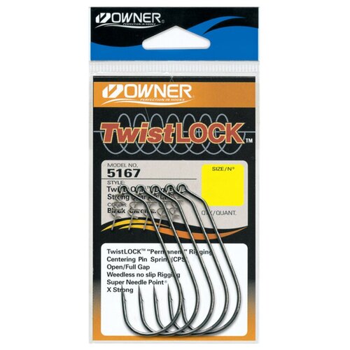 крючок owner 5167 5 0 Крючки офсетные OWNER 5167 Twist Lock Light Worm Hook #2/0 (5шт.)