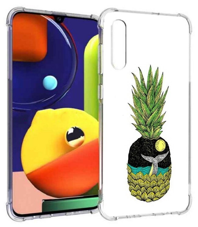 Чехол задняя-панель-накладка-бампер MyPads ананас с китом для Samsung Galaxy A70/A70s SM-A705F (2019) противоударный