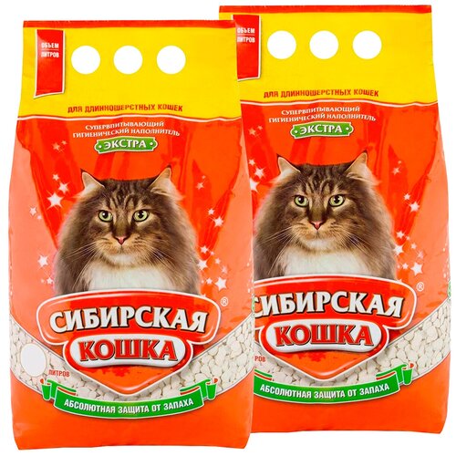 Сибирская кошка экстра наполнитель впитывающий для длинношерстных кошек (5 + 5 л)