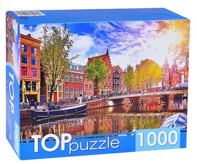 Puzzle-1000. Солнечный канал в Амстердаме (ГИТП1000-4139) Рыжий кот - фото №3
