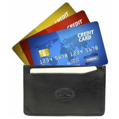 фото Кредитница tony perotti, натуральная кожа, 5 карманов для карт, черный