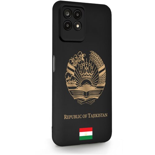 Черный силиконовый чехол для Realme 8i Золотой Герб Таджикистана для Реалми 8ай