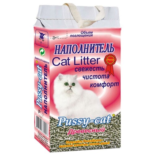 Наполнитель Pussy-Cat Cat Litter для кошек, древесный, 4.5 л, 2 кг наполнитель для кошачьих туалетов счастливые лапки древесный 8л